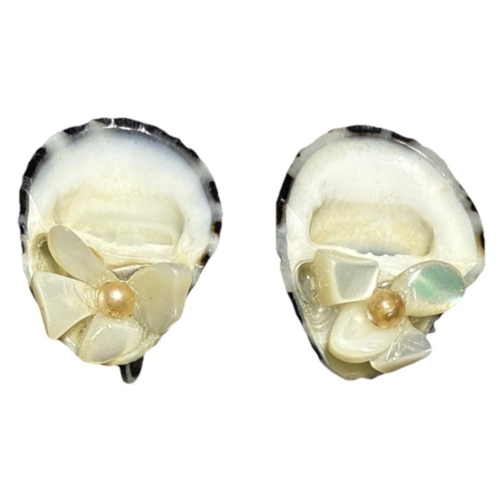 Vintage‎ Screw Back Seashell Earrings J18-14